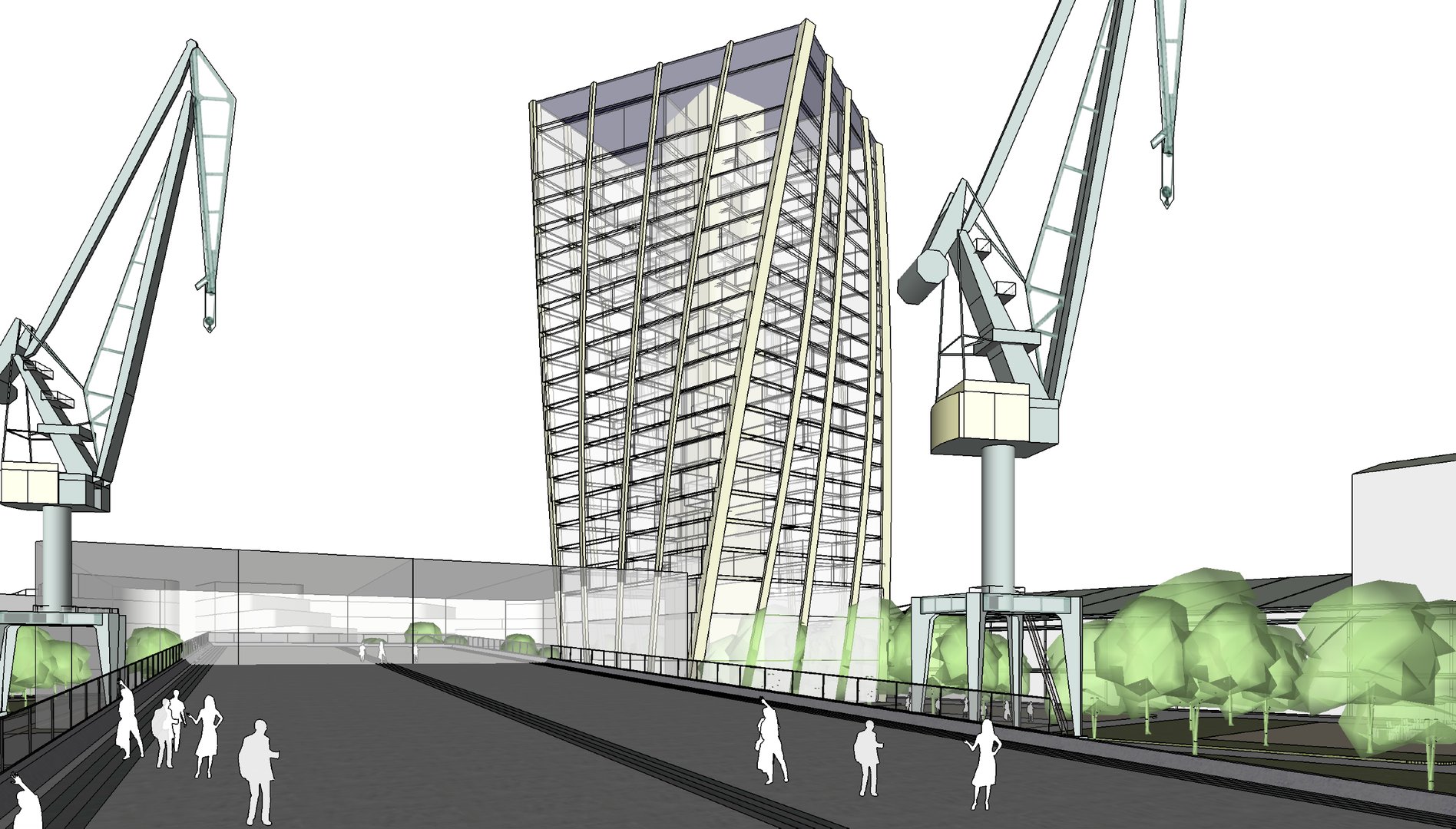 Werftquartier – Silhouette // Blick auf das Hochhaus