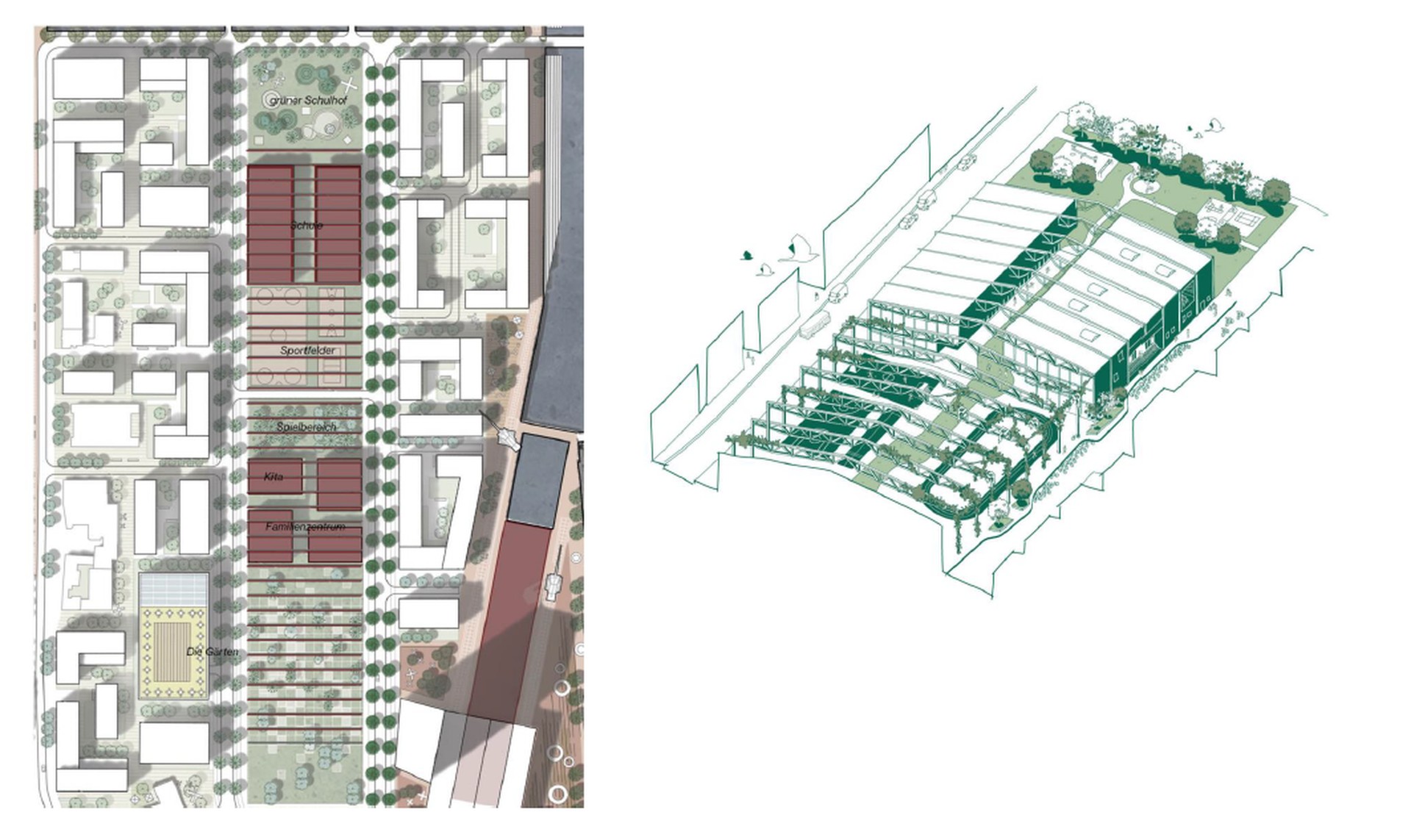 Werftquartier – Grüner Finger // ehemalige Schiffbauhalle